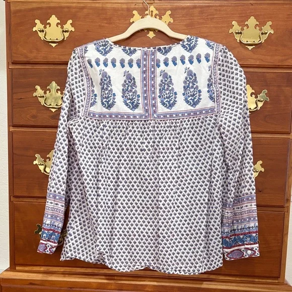 J. Crew Blue and White Patterned Blouse - Picture 3 of 3